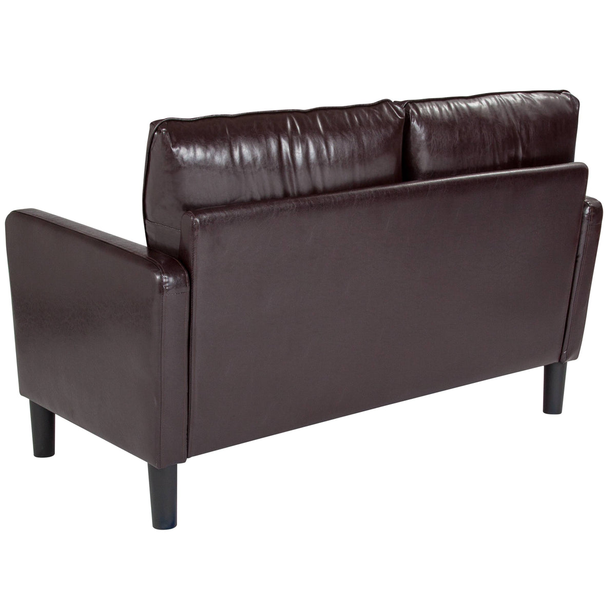 Brown Leather Straight Arm Loveseat S6862
