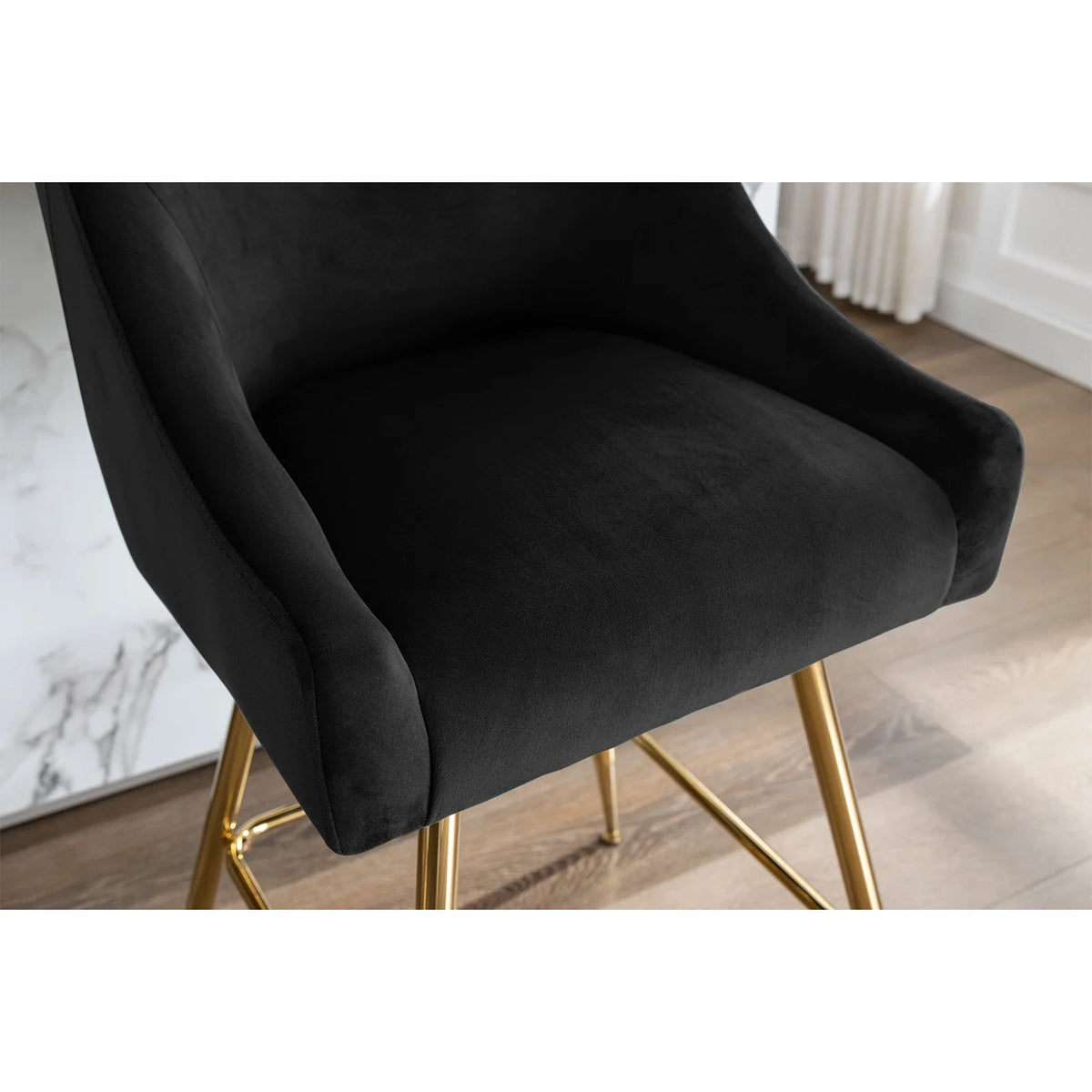 Black Velvet Upholstered Dining Chair Set of 6 V8225
