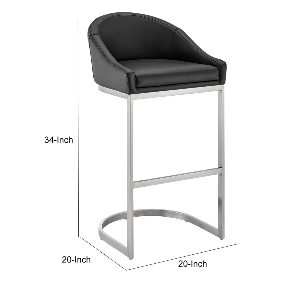 24 Inch Black Faux Leather Counter Stool P427101