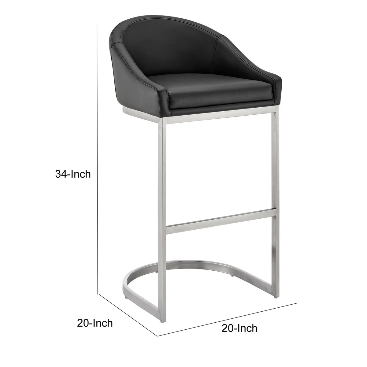 24 Inch Black Faux Leather Counter Stool P427101