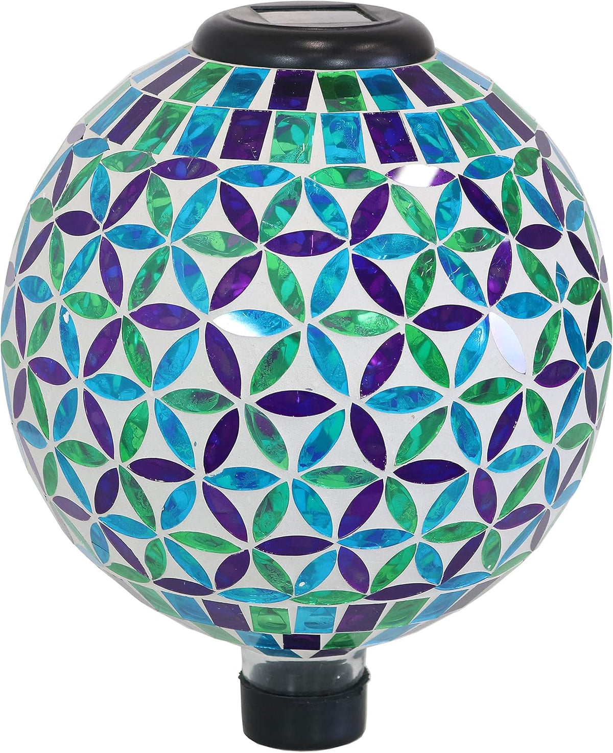 Blue 10-Inch Glass Mosaic Gazing Globe with Solar Light O94156
