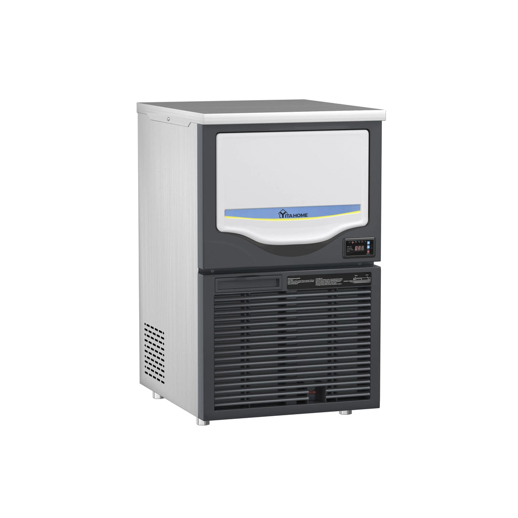 220LBS/24H Food Grade Stainless Steel Freestanding Ice Maker Machine with 88LBS Storage J6117