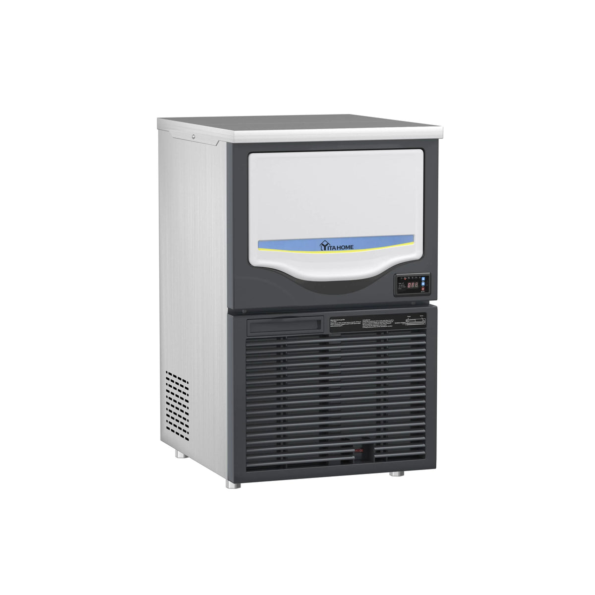 220LBS/24H Food Grade Stainless Steel Freestanding Ice Maker Machine with 88LBS Storage J6117