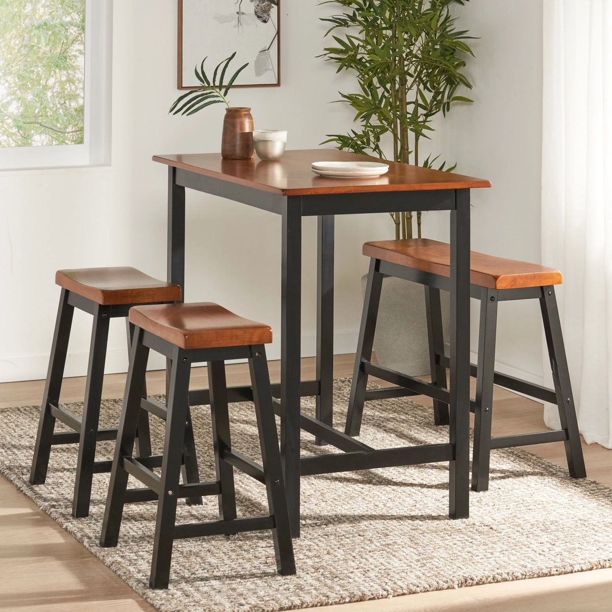 4 Piece Black Wood Dining Set Z699