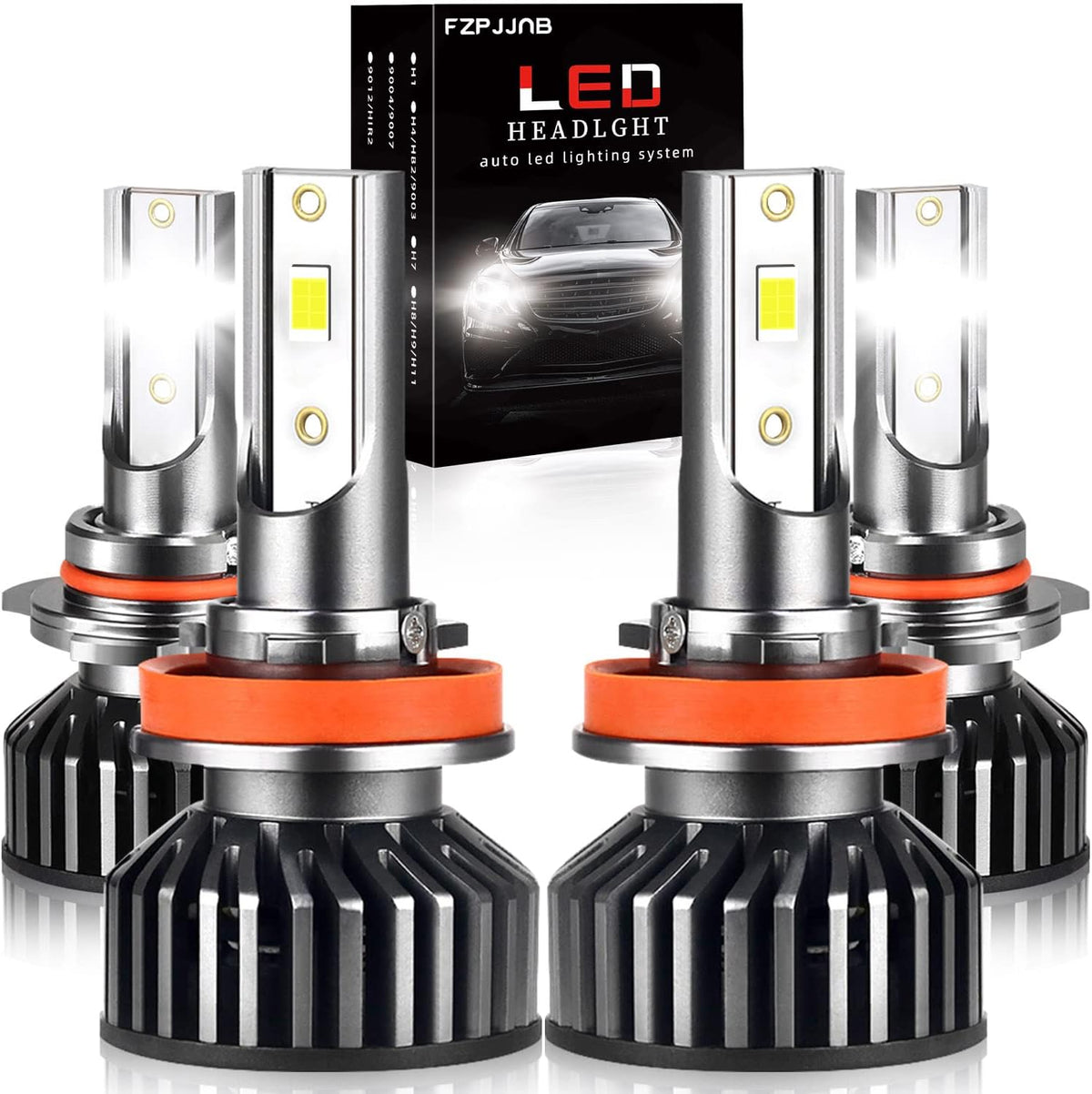 9005 High Beam + H11 Low Beam LED Headlight Bulbs, 6000K Cool White, Pack of 4 Pack of 2 L978466