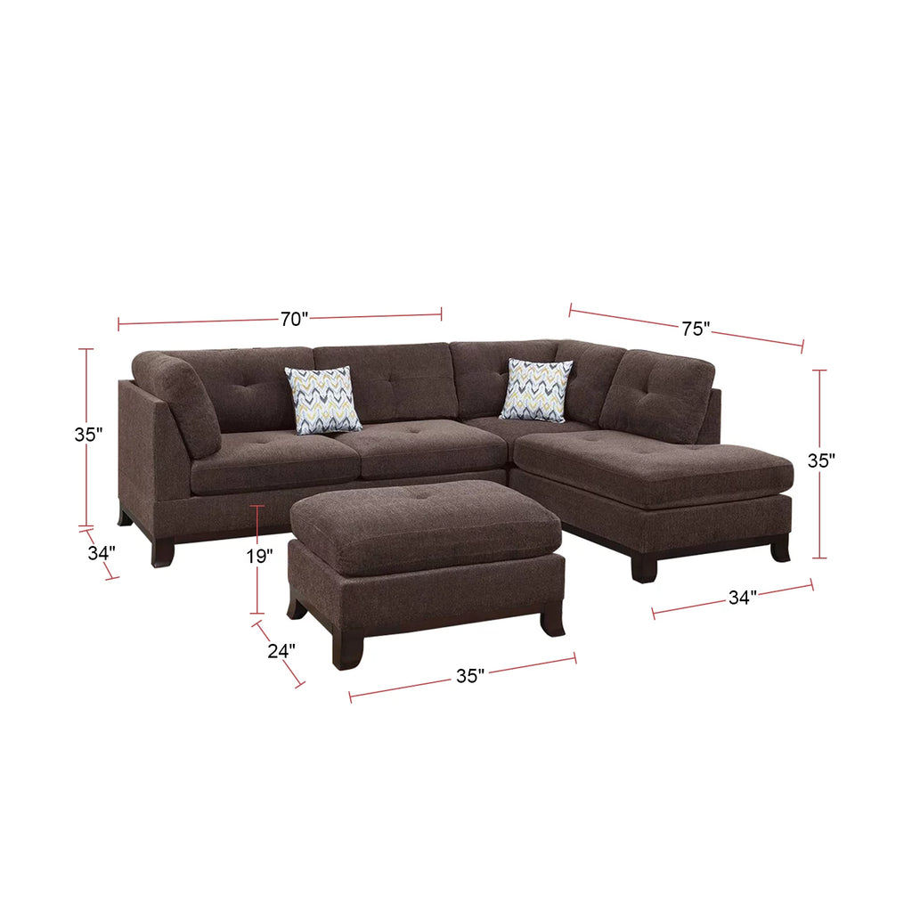 Chenille Reversible Sectional Sofa with Ottoman P94057