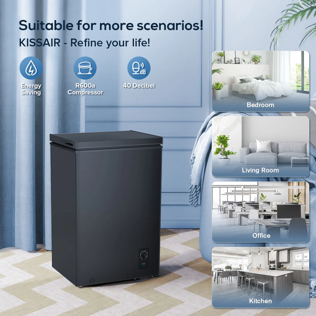2.7 Cubic Feet Black Compact Chest Freezer T3694
