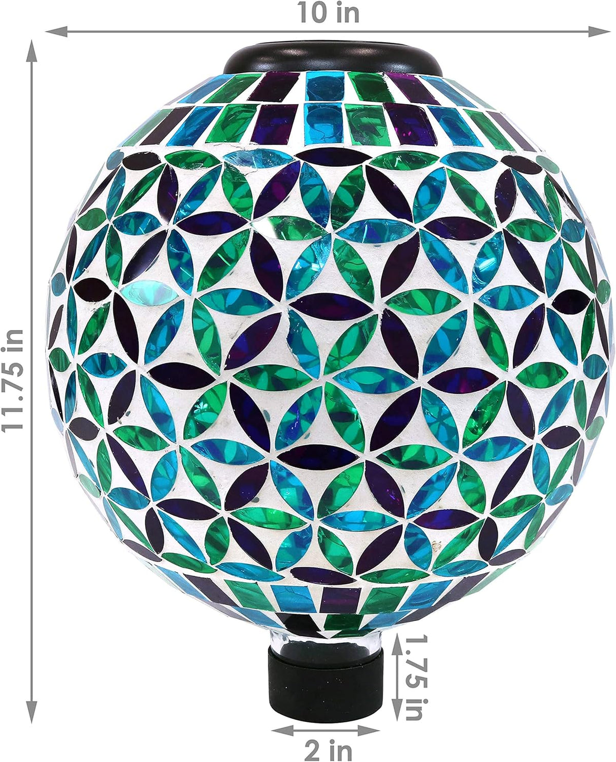 Blue 10-Inch Glass Mosaic Gazing Globe with Solar Light O94156