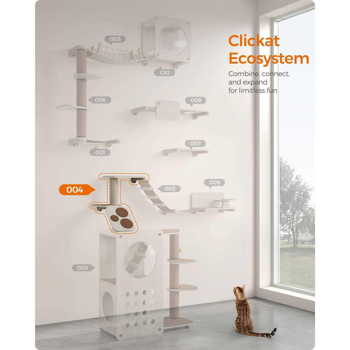 Wall-Mounted Cat Ladder with Shelves H403194