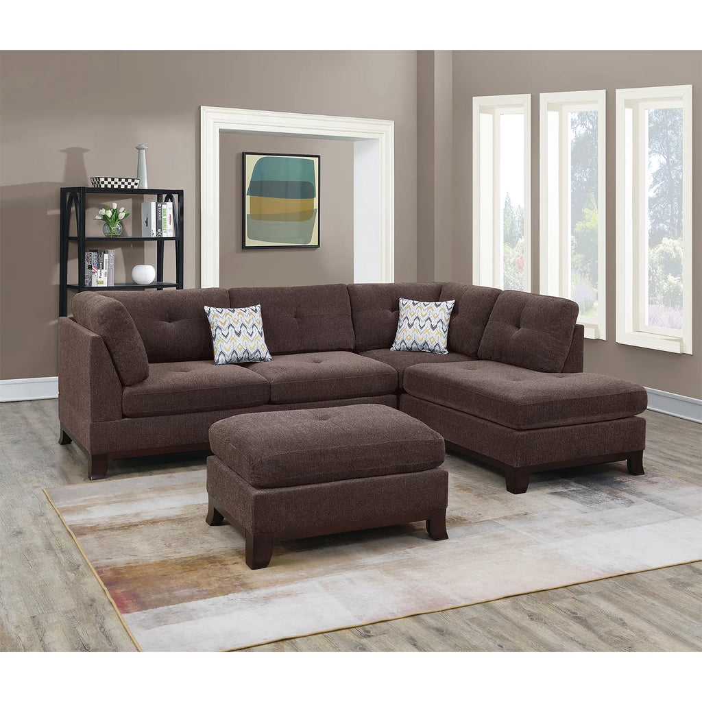 Chenille Reversible Sectional Sofa with Ottoman P94057