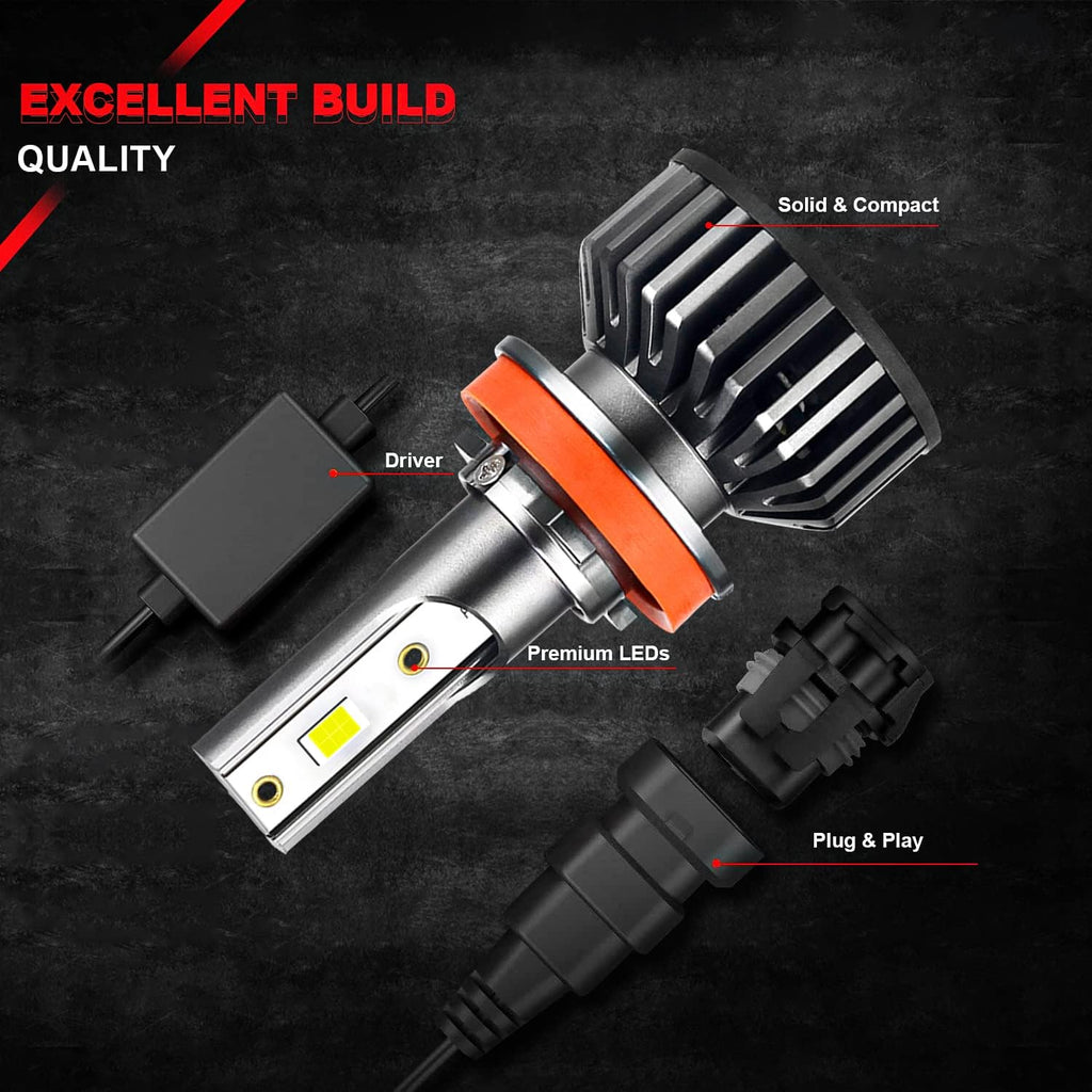9005 High Beam + H11 Low Beam LED Headlight Bulbs, 6000K Cool White, Pack of 4 Pack of 2 L978466