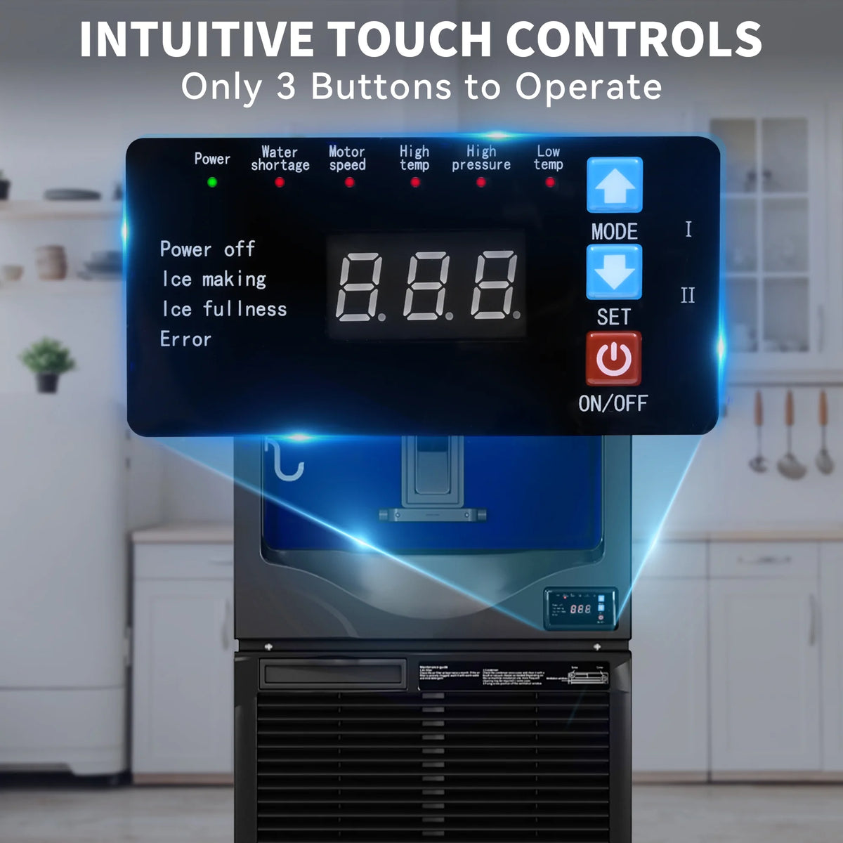 220LBS/24H Food Grade Stainless Steel Freestanding Ice Maker Machine with 88LBS Storage J6117