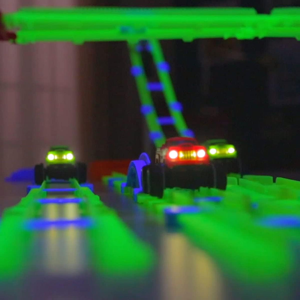 48 Pcs Glow in The Dark Race Car Track with 2 Cars M616785