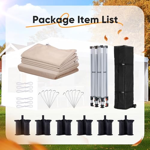 10x20ft Pop up Canopy Tent Waterproof with Roller Bag J72113