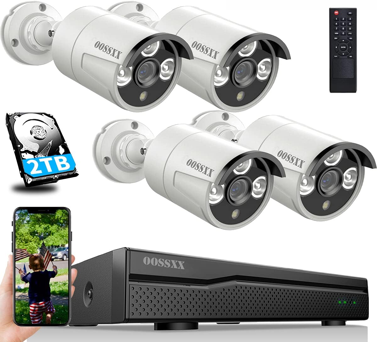 8 Channel POE Security Camera System with 4 IP67 Waterproof Cameras M21827