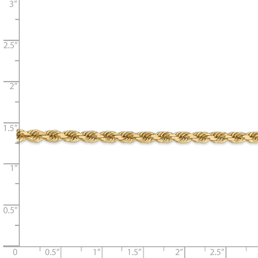 14kt Yellow Gold 4mm Diamond Cut Rope Chain with Lobster Clasp; 9 inch U326