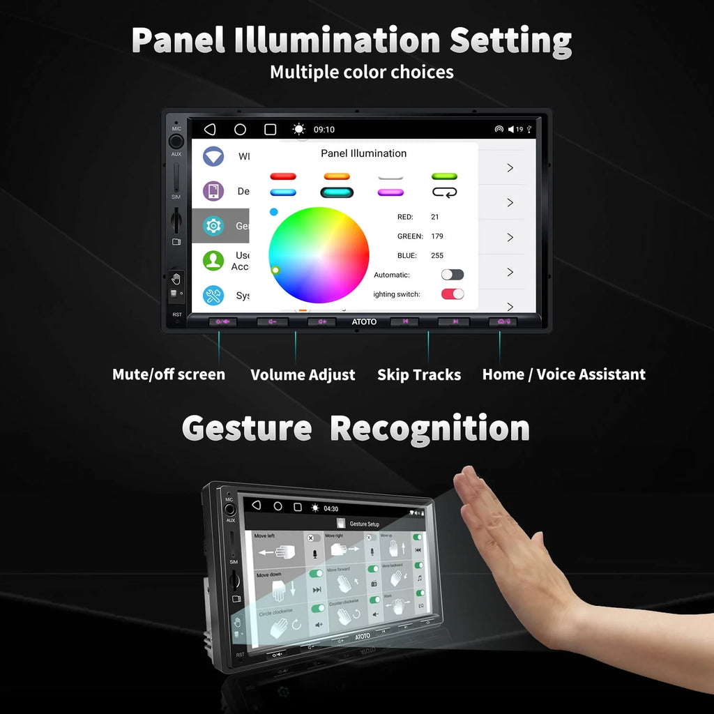 7inch QLED Double Din Car Stereo with Wireless Carplay Android Auto A94021