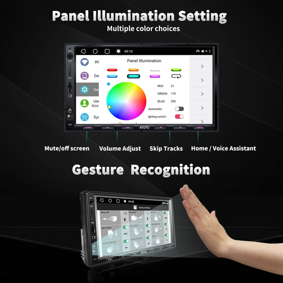 7inch QLED Double Din Car Stereo with Wireless Carplay Android Auto A94021