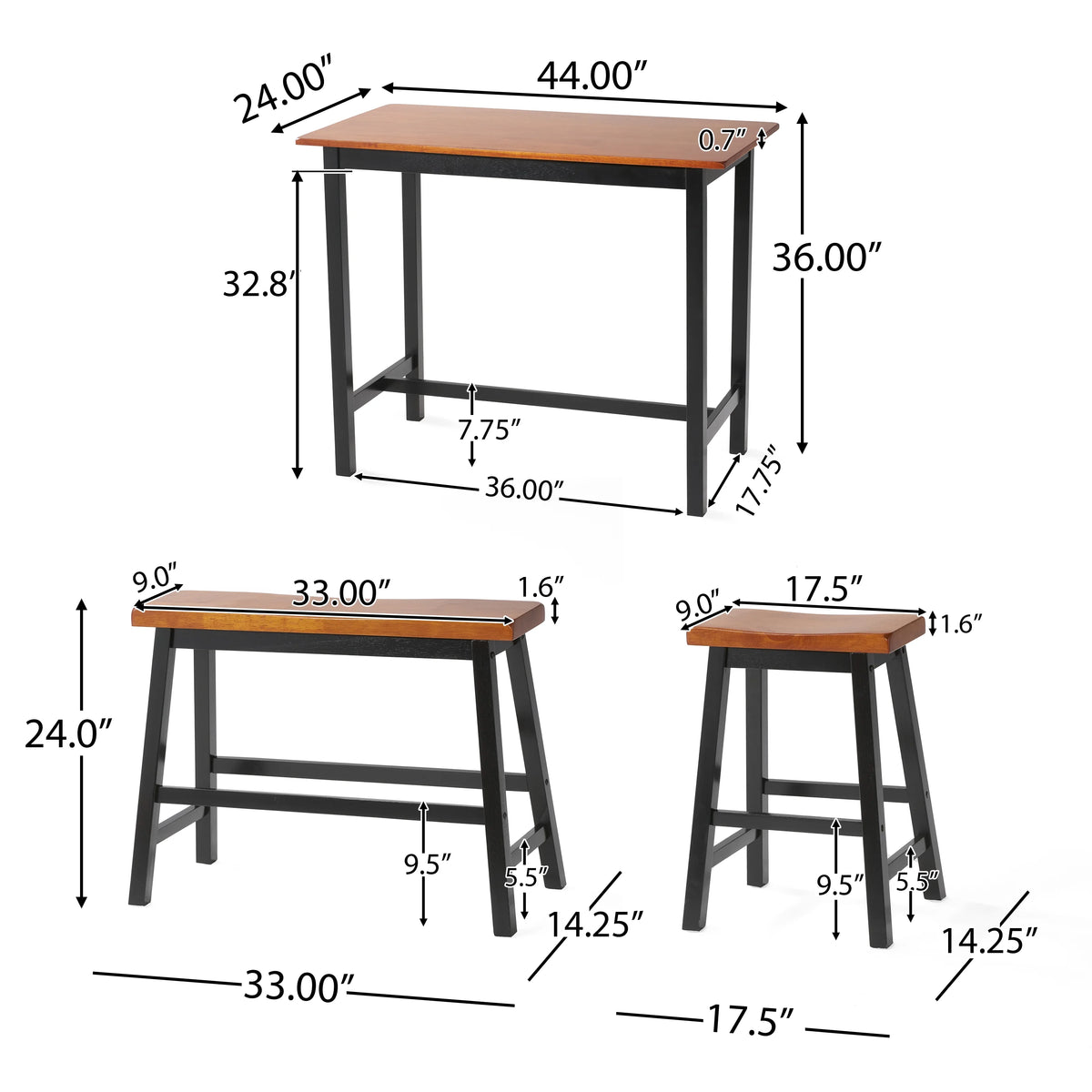 4 Piece Black Wood Dining Set Z699