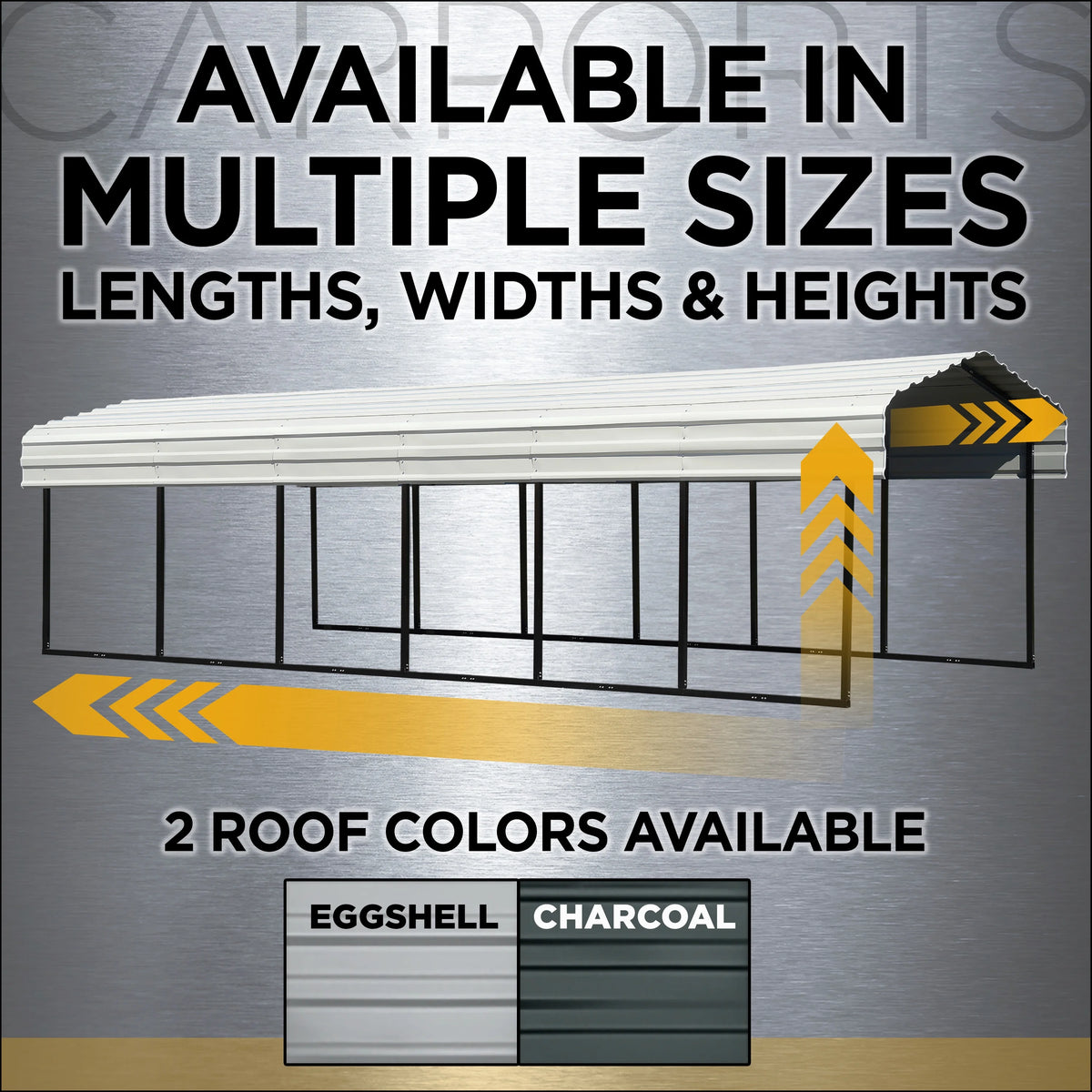 Galvanized Steel Carport Kit, 20' x 24' x 9', Charcoal F104