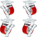 5" X 2" Swivel Casters with Brake, Polyurethane Wheel on Steel Hub, Pack of 2 C3976