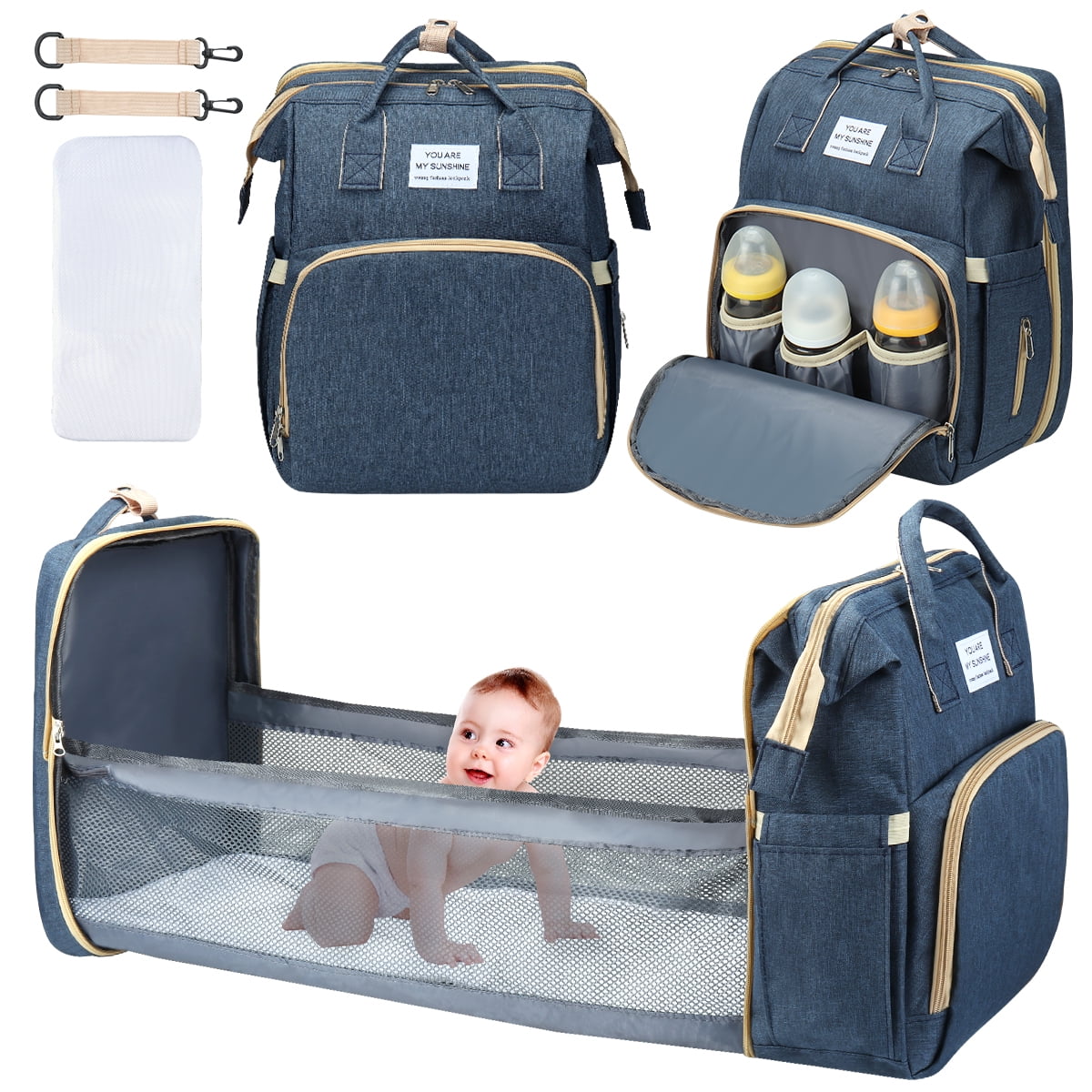 3 in 1 Waterproof Diaper Bag Backpack with Changing Pad B8825