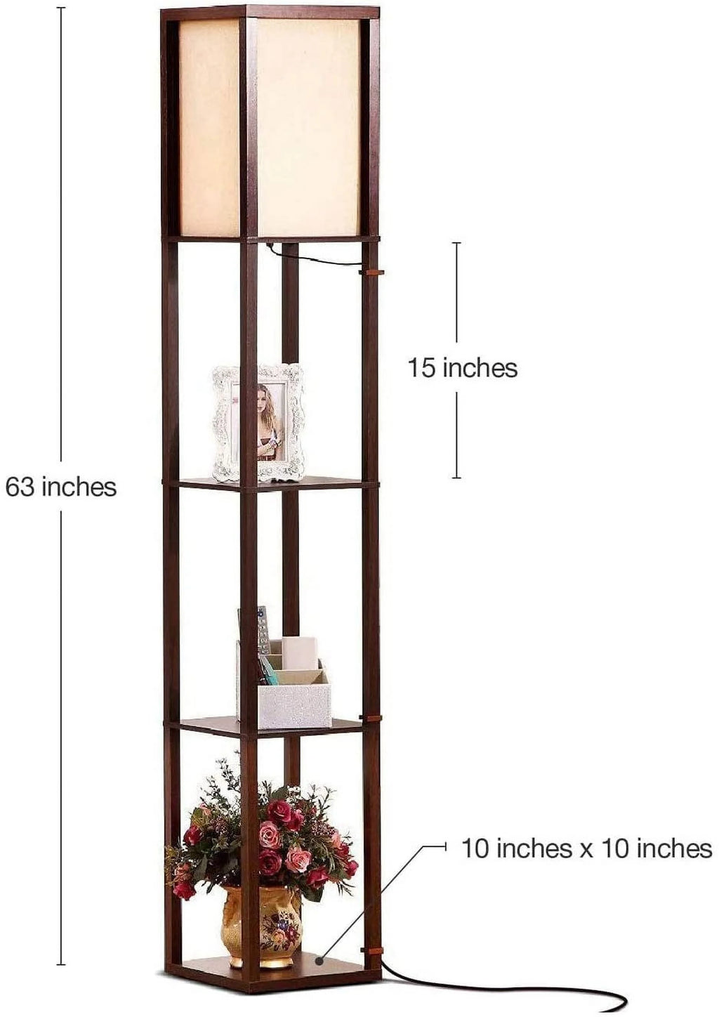 Standing Tower Floor Lamp with Shelves N121747