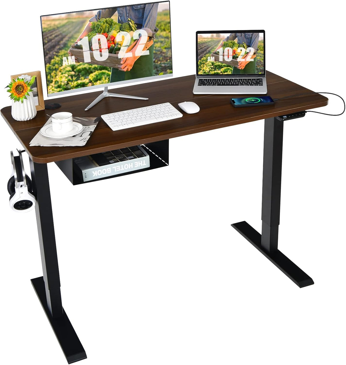 Electric Height Adjustable Standing Desk with USB Port, 48-Inch Sit to Stand Computer Workstation A3308