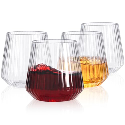 24 Pack 10 OZ Clear Plastic Wine Glasses with Stem X4862