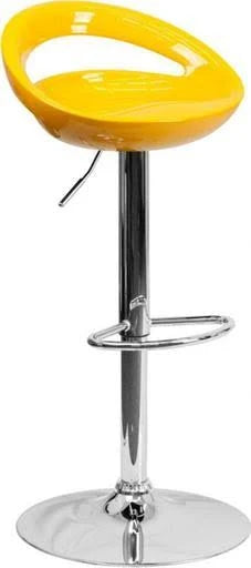 Yellow Plastic Adjustable Height Bar Stool with Chrome Base L526815