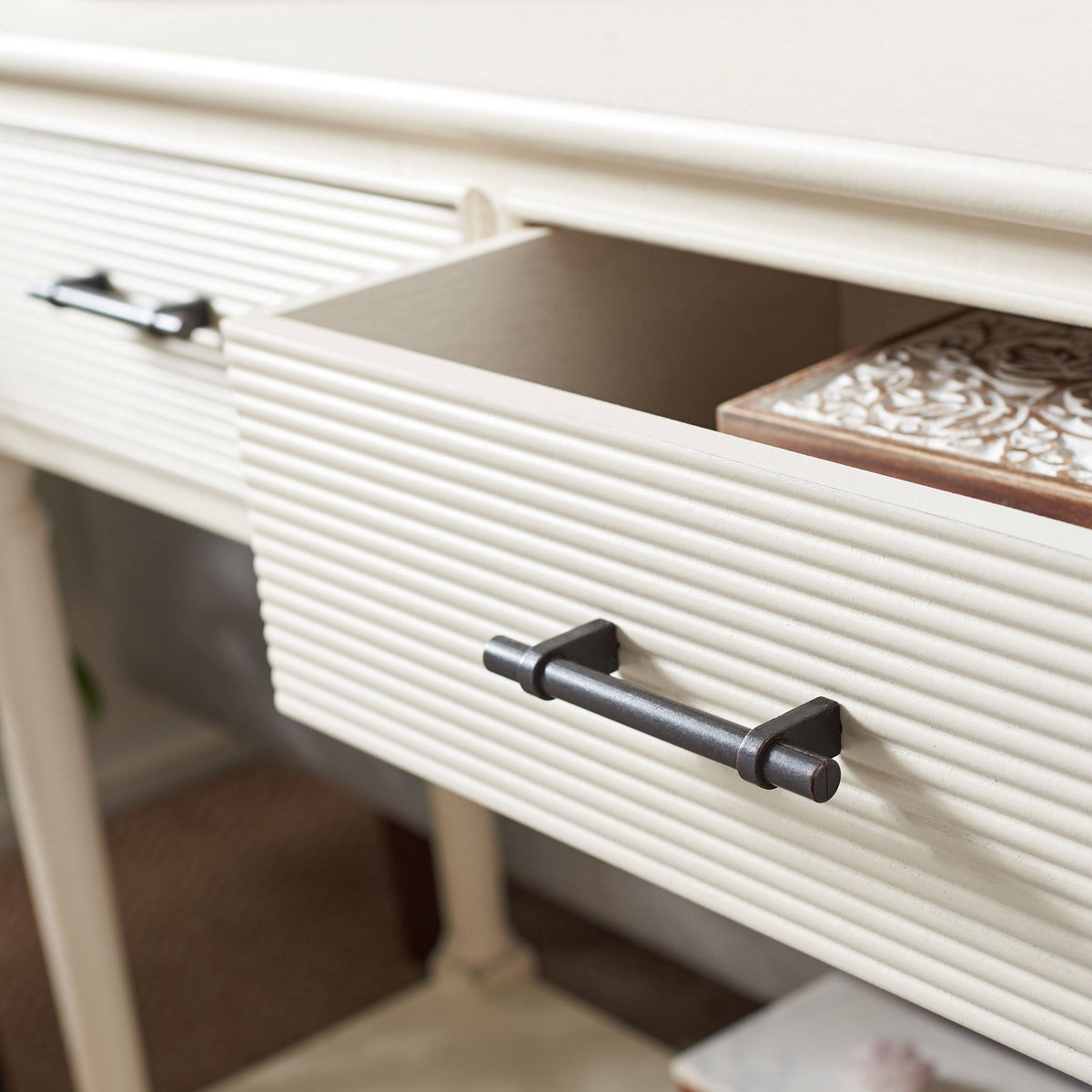 Distressed White 2 Drawer Console Table P3180