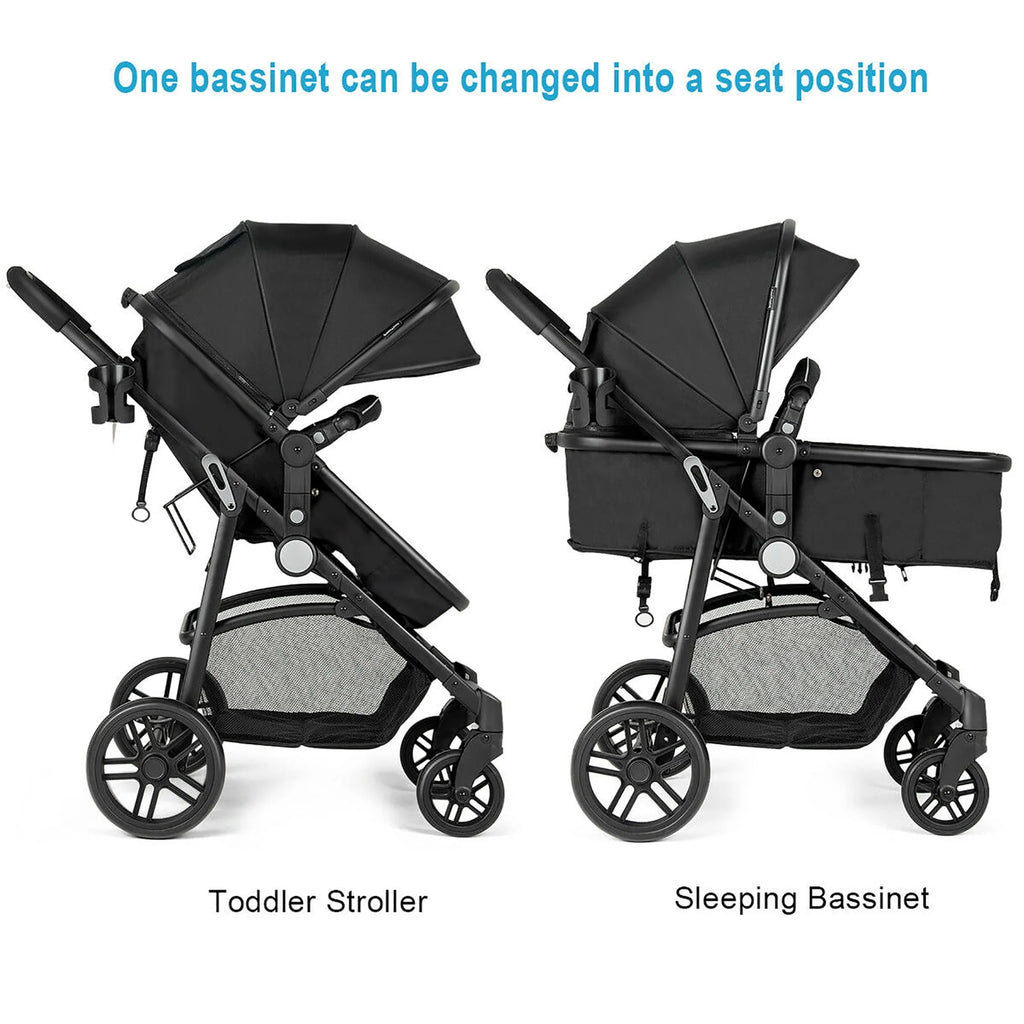 2 In 1 Foldable Baby Stroller Black V6655
