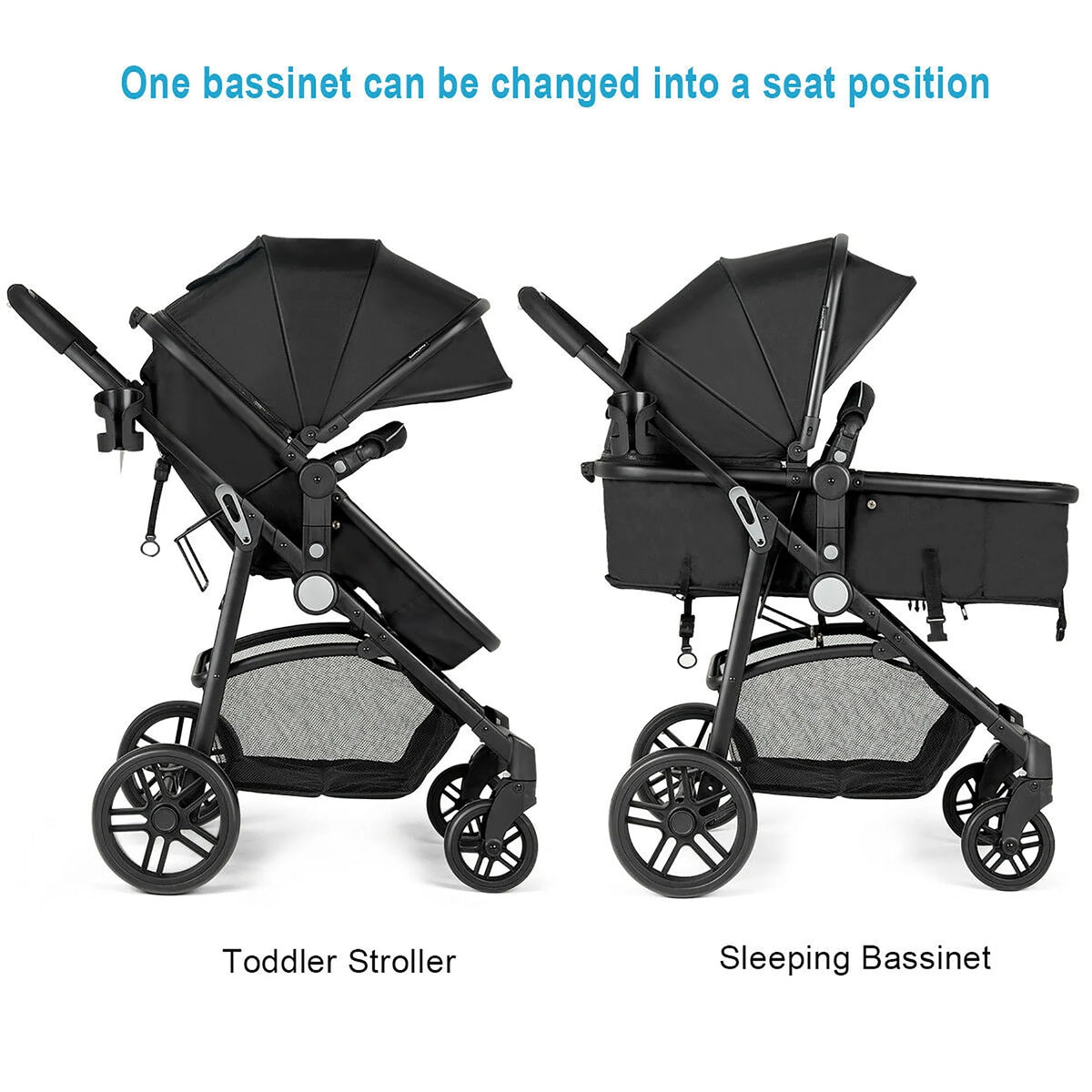 2 In 1 Foldable Baby Stroller Black V6655