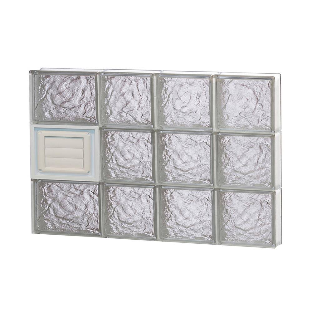 Ice Glass Pattern Frameless Replacement Glass Block Window 26-in x 18-in C65339