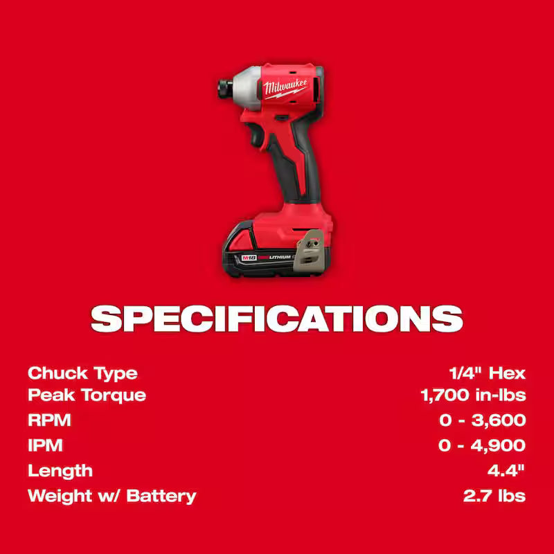 18-Volt Lithium-Ion Compact Brushless Cordless 1/4 in. Impact Driver Kit with 2.0 Ah Battery G156