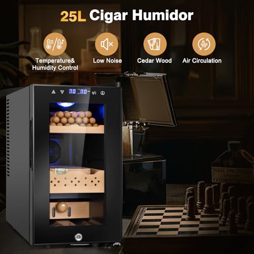 25L Electric Cigar Humidor Cabinet with Temperature and Humidity Control P3455
