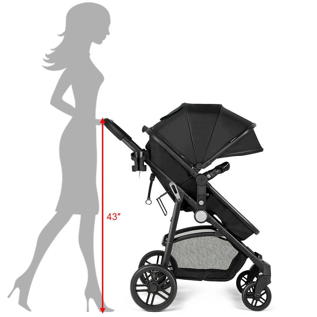 2 In 1 Foldable Baby Stroller Black V6655