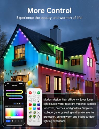 RGB+IC Christmas Eave Lights 30ft 22 LED Warm White IP68 Waterproof Smart Starry Outside Light G18440