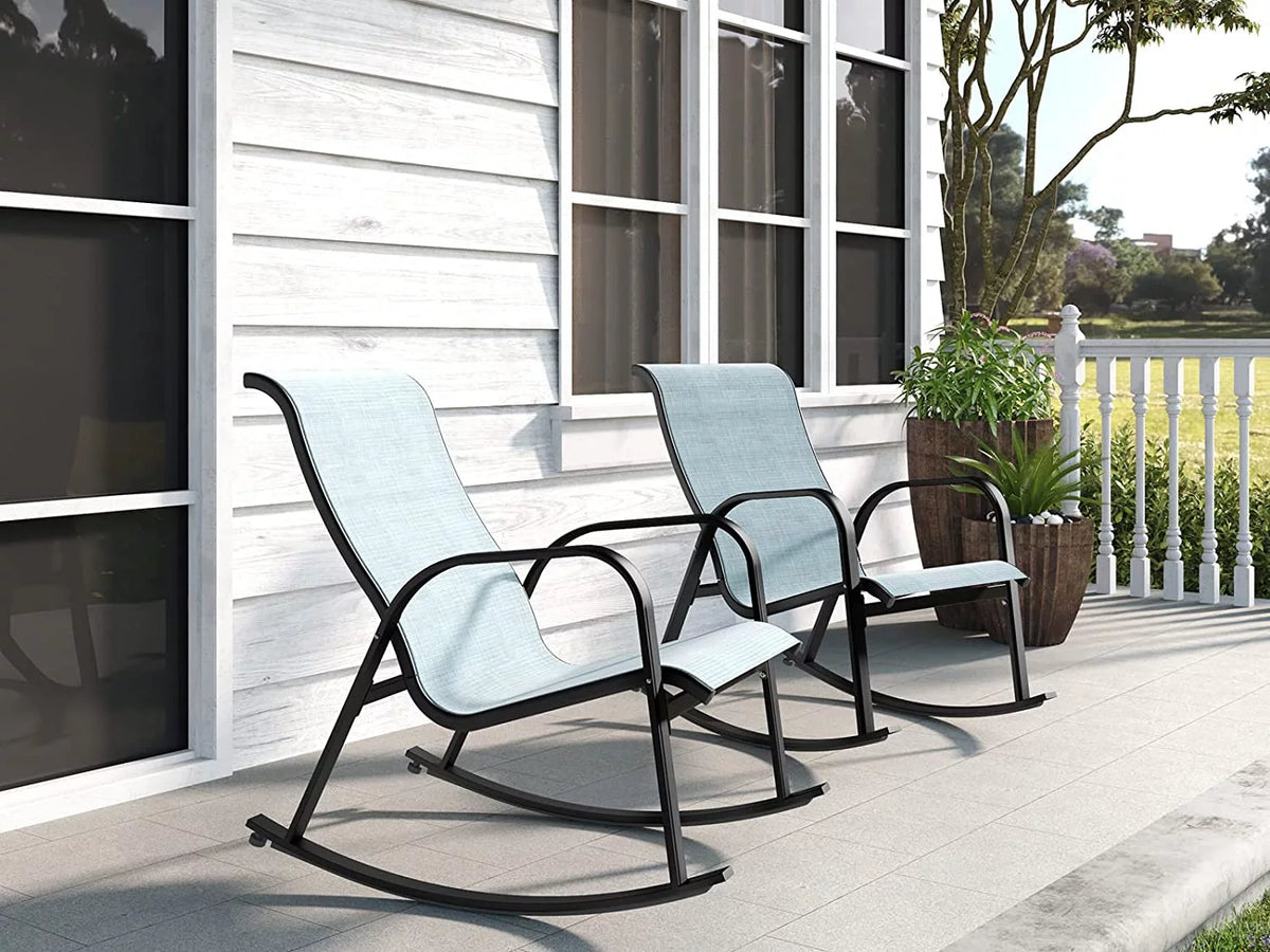 Set of 2 Blue Steel Outdoor Rocking Chair V622635