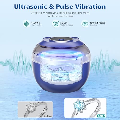 45kHz Ultrasonic Retainer Cleaner Machine, 200ML Denture Cleaner, 4 Modes with Digital Timer Mouth Guard Cleaner (White) Q75997