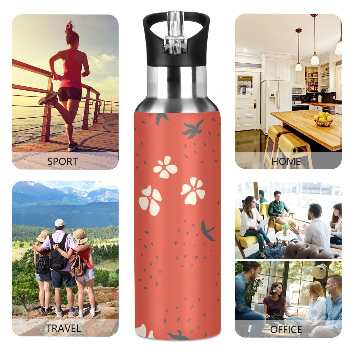 Strawberry Stainless Steel Insulated Thermos Vacuum Flask Y599