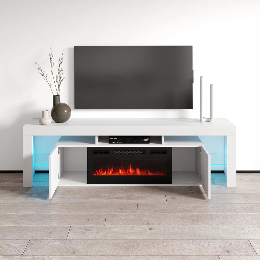 High Gloss Fireplace TV Stand with Storage Cabinets L634018