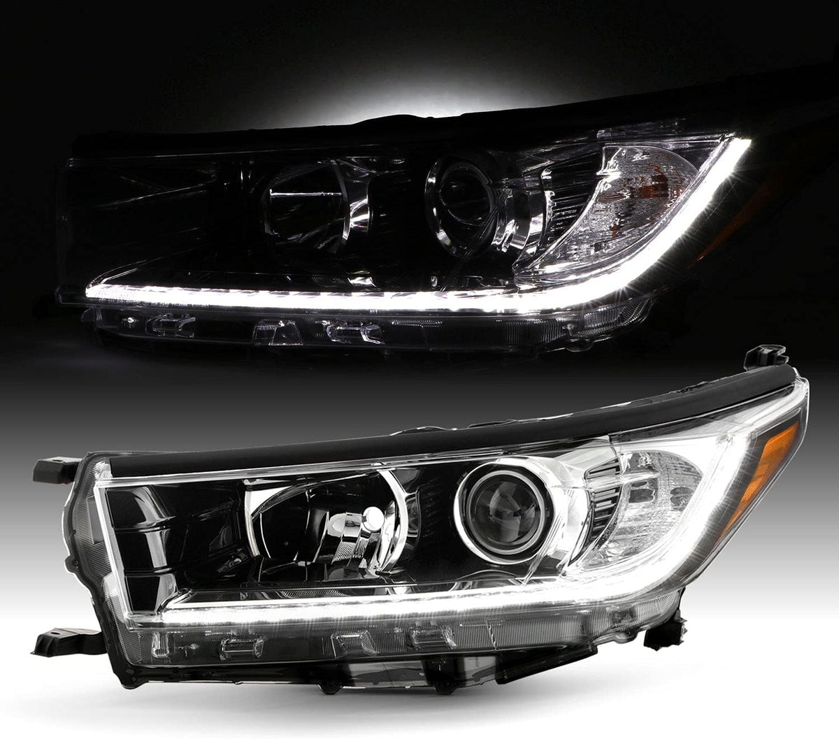 Projector Black Headlight Driver Left side w/LED DRL C57867