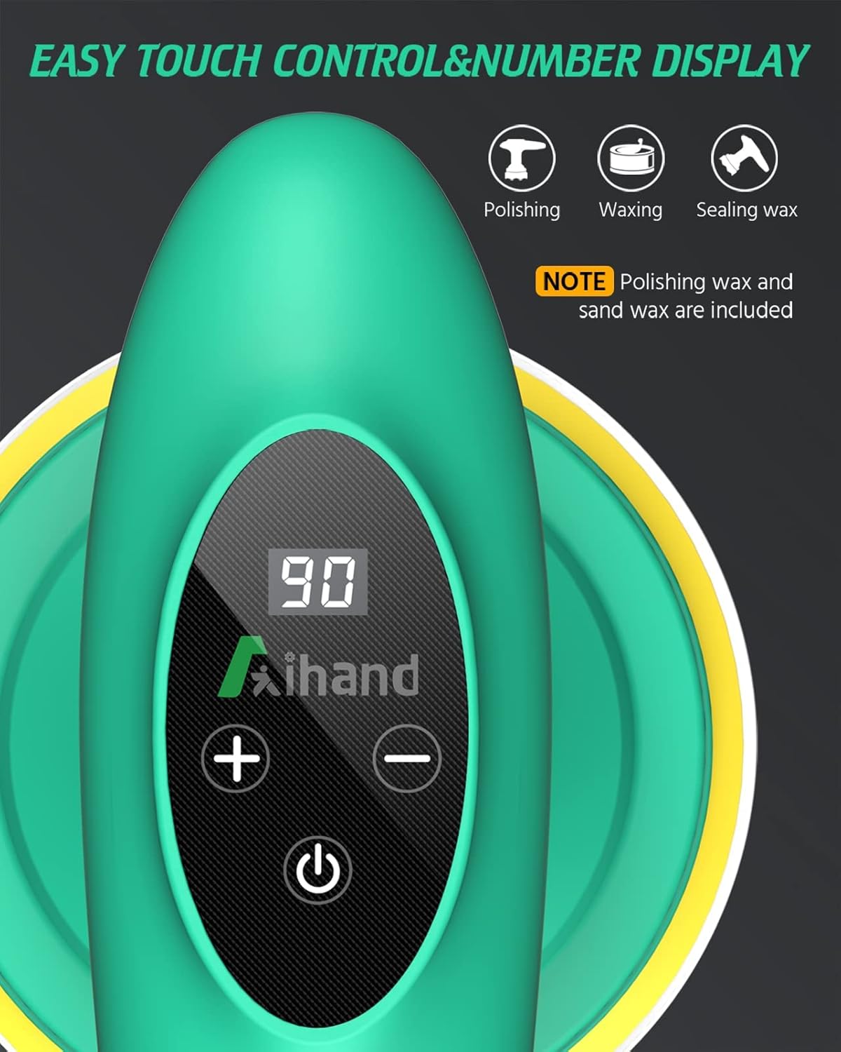 Cordless 4inch Orbital Polisher with 8 Pads, 6 Speeds, 12V LCD Display, Pack of 2 K281288