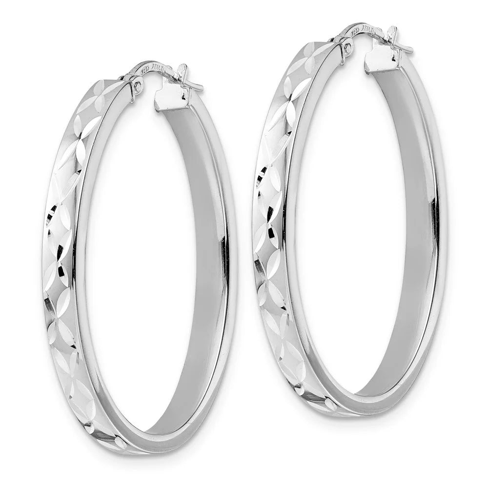 925 Sterling Silver Oval Hoop Earrings D57584