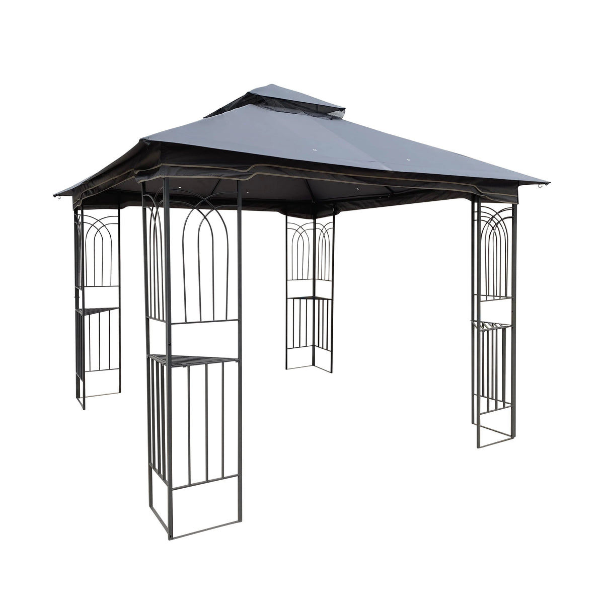 10' x 10' Outdoor Patio Gazebo Canopy Shelter with Ventilated Double Roof And Mosquito Net, Gray H80309