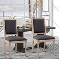 Grey Linen Upholstered Dining Chair Set of 2 with Wooden Legs B331
