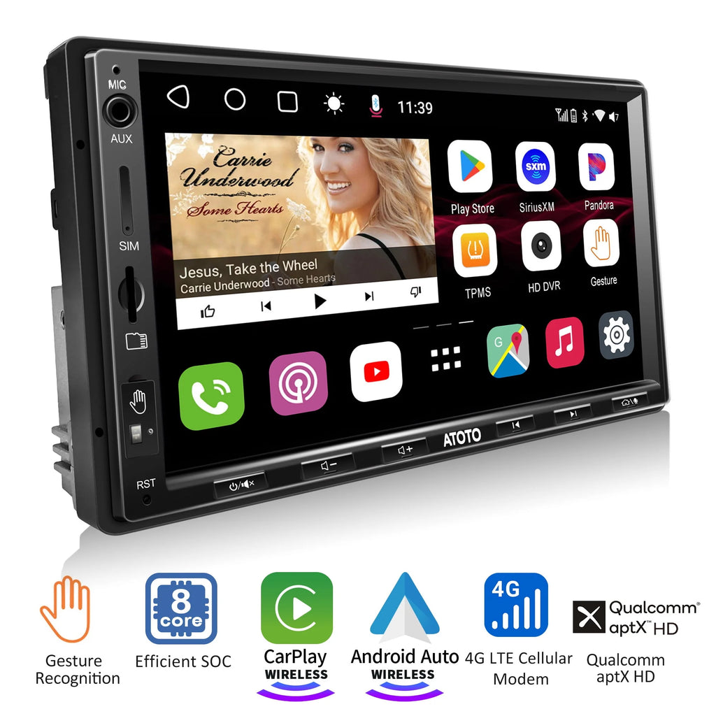 7inch QLED Double Din Car Stereo with Wireless Carplay Android Auto A94021