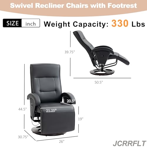 Gray Leather Swivel Recliner Chair with Adjustable Footrest H938868