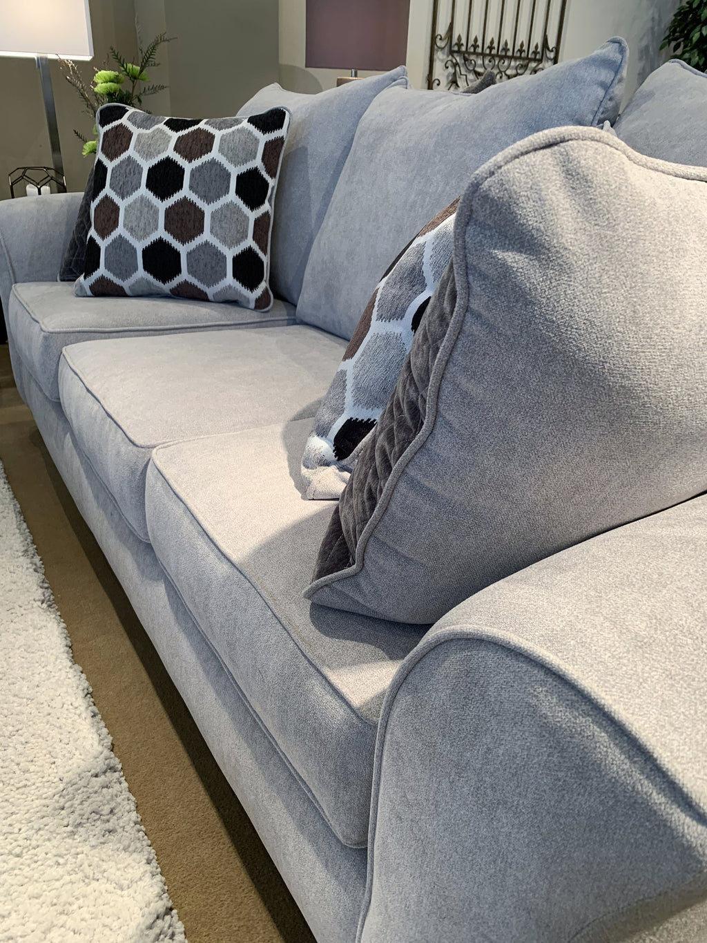 Silver Fabric Pillow-back Sofa S973542